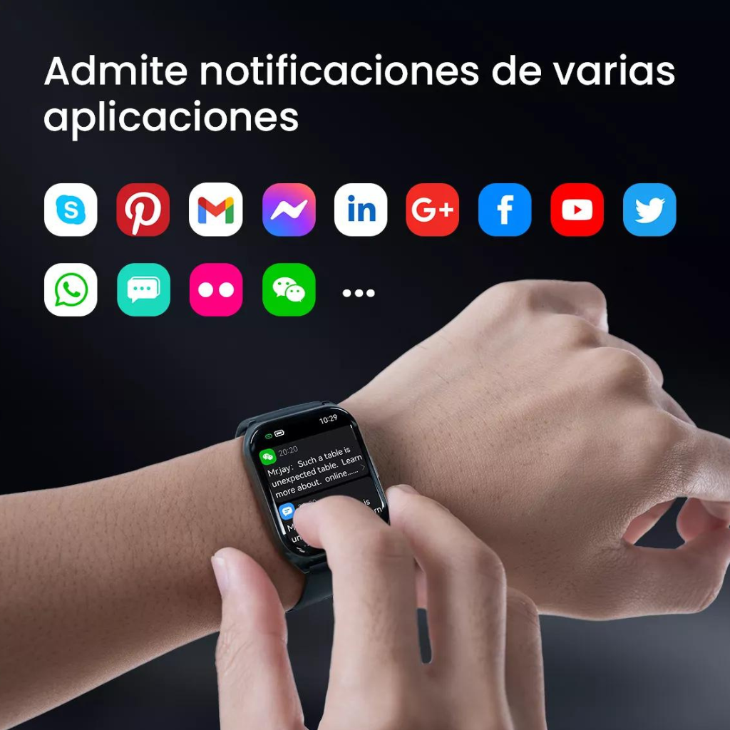 Smartwatch Filwans GTS Mini, pantalla 1.85'' responde llamadas, larga duración batería, metal.