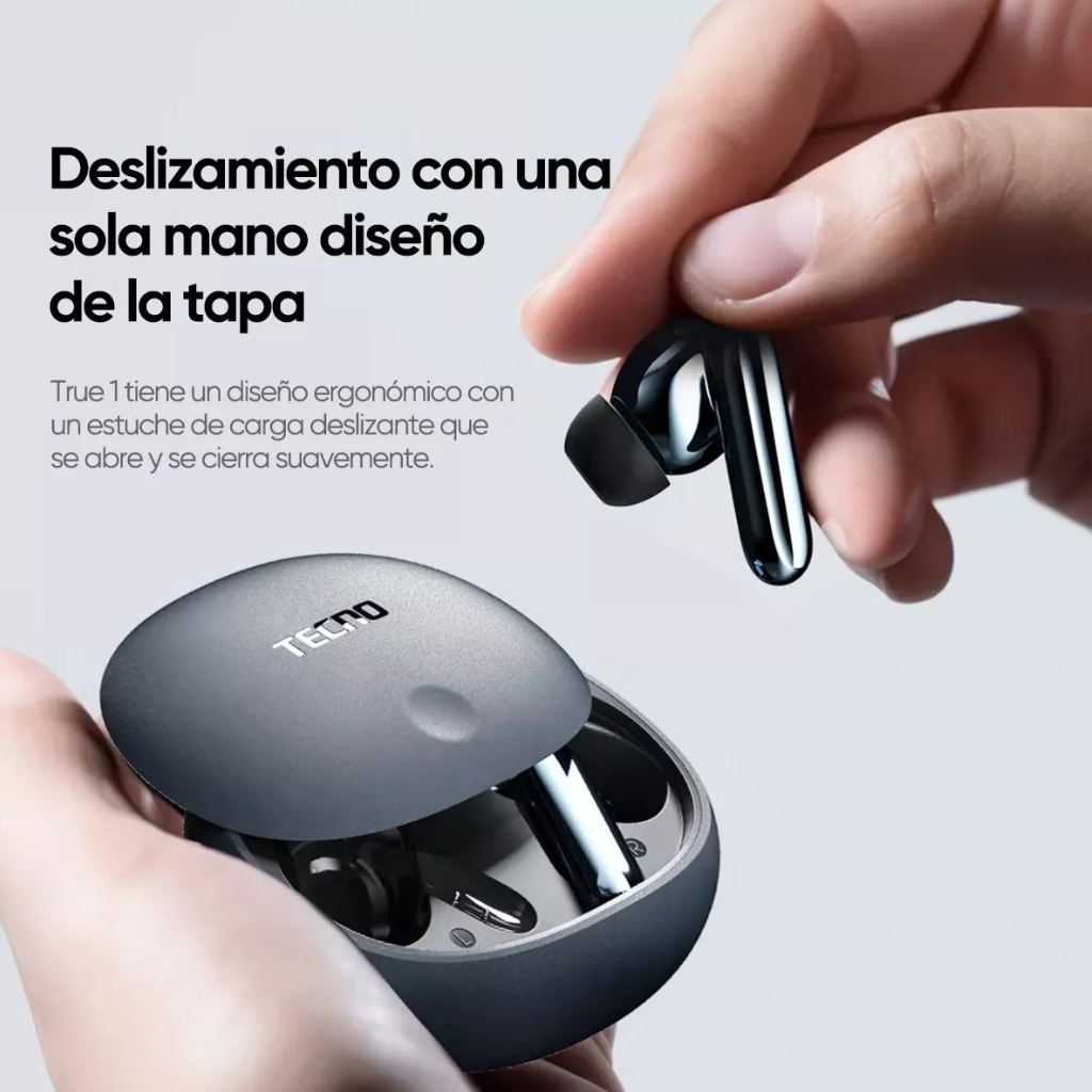 Audífonos Bluetooth Tecno True1 Gris