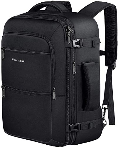 Mochila de viaje, mochila de 40 L para hombre,resistente al agua para exteriores, color negro