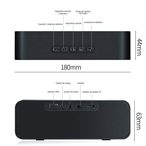 Bocina Bluetooth Portátil, Bluetooth 5.0 Altavoz Inalámbrico Impermeable con Sonido Estéreo HD, Bajos Profundos,Reproducción Manos Libres, 3.5mm AUX/Micro SD/TF/USB