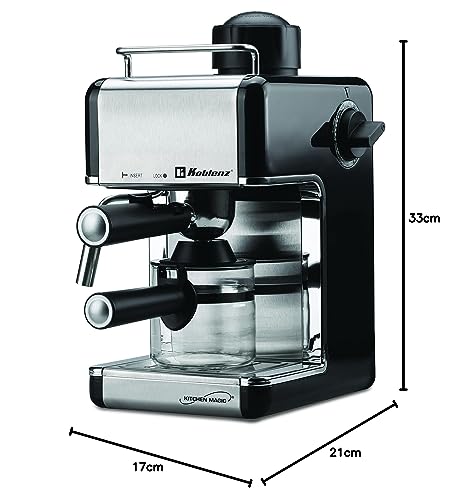 Cafetera Espresso y Cappuccino, 4 Tazas, 3.5 Bares de Presión, Potencia de 800 W.