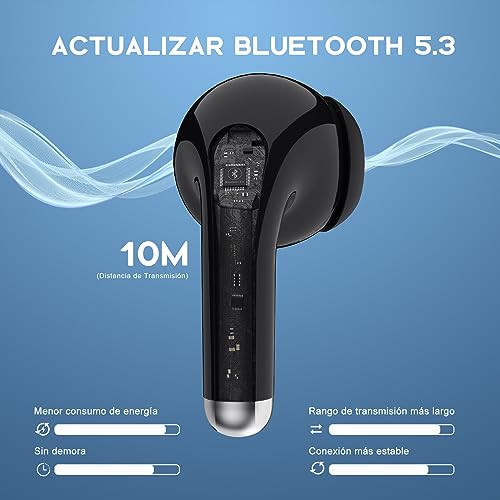 1 Hora Audifonos Inalambricos Bluetooth 5.3, Auriculares Inalámbricos In-Ear Audífonos Bluetooth con Micrófono Compatible con Samsung Galaxy S20/A23/A52/A53 Xiaomi Huawei