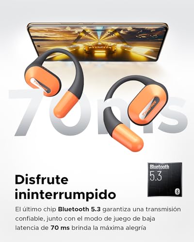 Audífonos Bluetooth 5.3, TRUEFREE O2 Open-Ear  Conducción de Aire, Llamadas claras de 4 mics, Impermeable IPX5, Bajo mejorados. 22 Horas