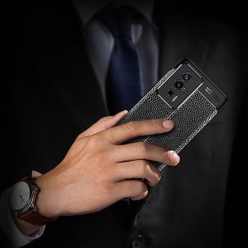 Funda para Mi Xiaomi Poco F5 Pro Case Carcasa Uso Rudo Protector de Cámara Duradero Suave Similar Cuero Protector Cover (Negro)