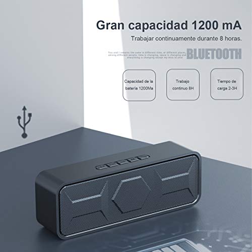 Bocina Bluetooth Portátil, Bluetooth 5.0 Altavoz Inalámbrico Impermeable con Sonido Estéreo HD, Bajos Profundos,Reproducción Manos Libres, 3.5mm AUX/Micro SD/TF/USB