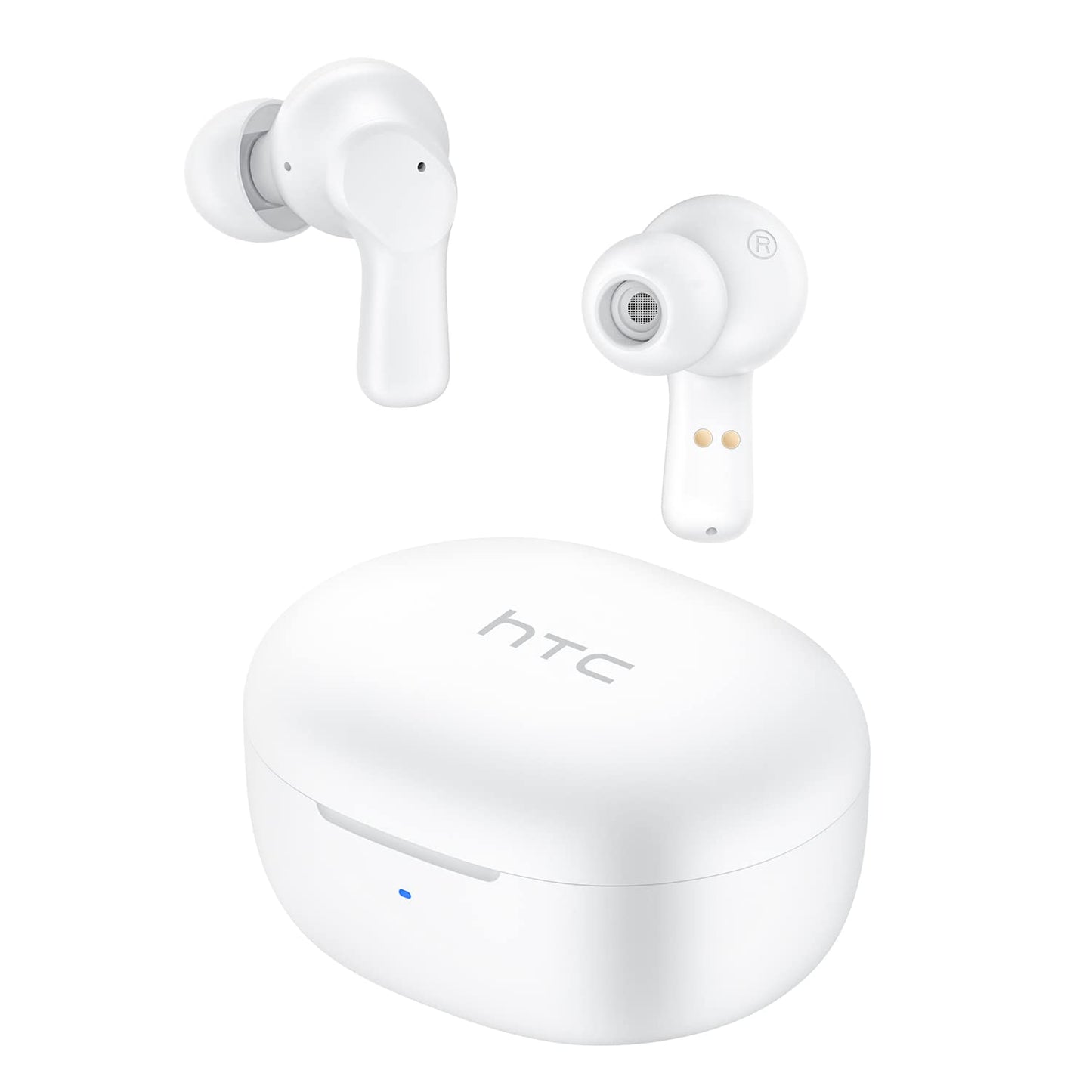 Audífonos Inalámbricos HTC con Bluetooth 5.3: Sonido Estéreo HD, Control Táctil Inteligente, Larga Duración de Batería - Color Blanco.