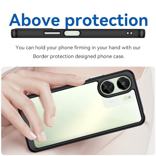 PENGPAI Funda para Xiaomi Poco C65 y Redmi 13C Uso Rudo Case Acrílico Anti-Amarillo Carcasa Bumper Antiarañazos Respaldo Antigolpes Cover Transparente XC