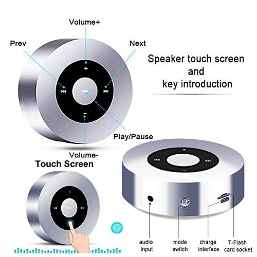 Bocina Bluetooth, LETTURE Bocina portatil Sonido Envolvente estéreo de 360 Grados Mini bocina inalambrica LED Touch bluetooth Speaker Altavoz Bluetooth portátil inalámbrico con sonido HD / Tiempo de reproducción de 10 horas / Bluetooth 4.2 / Llamada Manos