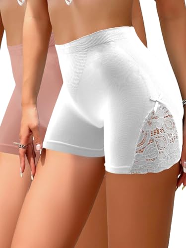 Set 2 Panty Faja Moldeado Calzon Levanta Gluteos Boxer Mujer (Blanco/Rosa, Talla única)