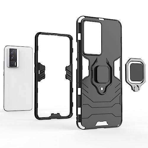 Funda  Xiaomi Poco F5 Pro Case y Redmi K60 Pro Case Uso Rudo, con 2 Unidades Mica Protector de Pantalla de Vidrio Templado, para Xiaomi Poco F5 Pro Funda (Negro)