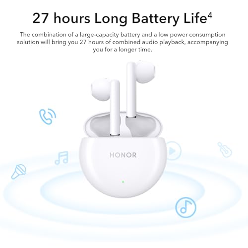 Honor Earbuds X5, Auriculares Inalámbricos Bluetooth 5.2 con Micro, 27H Cascos Inalámbricos Bluetooth, IPX4 Auriculares Inalámbricos, Blanco