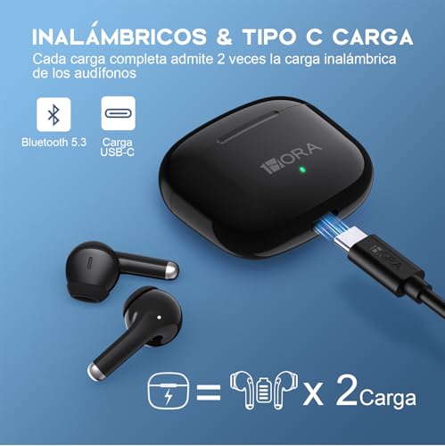 1 Hora Audifonos Inalambricos Bluetooth 5.3, Auriculares Inalámbricos In-Ear Audífonos Bluetooth con Micrófono Compatible con Samsung Galaxy S20/A23/A52/A53 Xiaomi Huawei