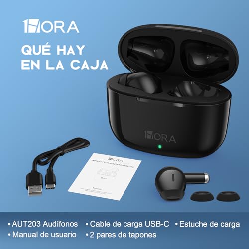 1 Hora Audifonos Inalambricos Bluetooth 5.3, Auriculares Inalámbricos In-Ear Audífonos Bluetooth con Micrófono Compatible con Samsung Galaxy S20/A23/A52/A53 Xiaomi Huawei