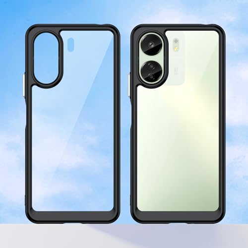 PENGPAI Funda para Xiaomi Poco C65 y Redmi 13C Uso Rudo Case Acrílico Anti-Amarillo Carcasa Bumper Antiarañazos Respaldo Antigolpes Cover Transparente XC