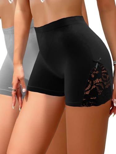 Set 2 Panty Faja Moldeado Calzon Levanta Gluteos Boxer Mujer (Negro/Gris, Talla única)