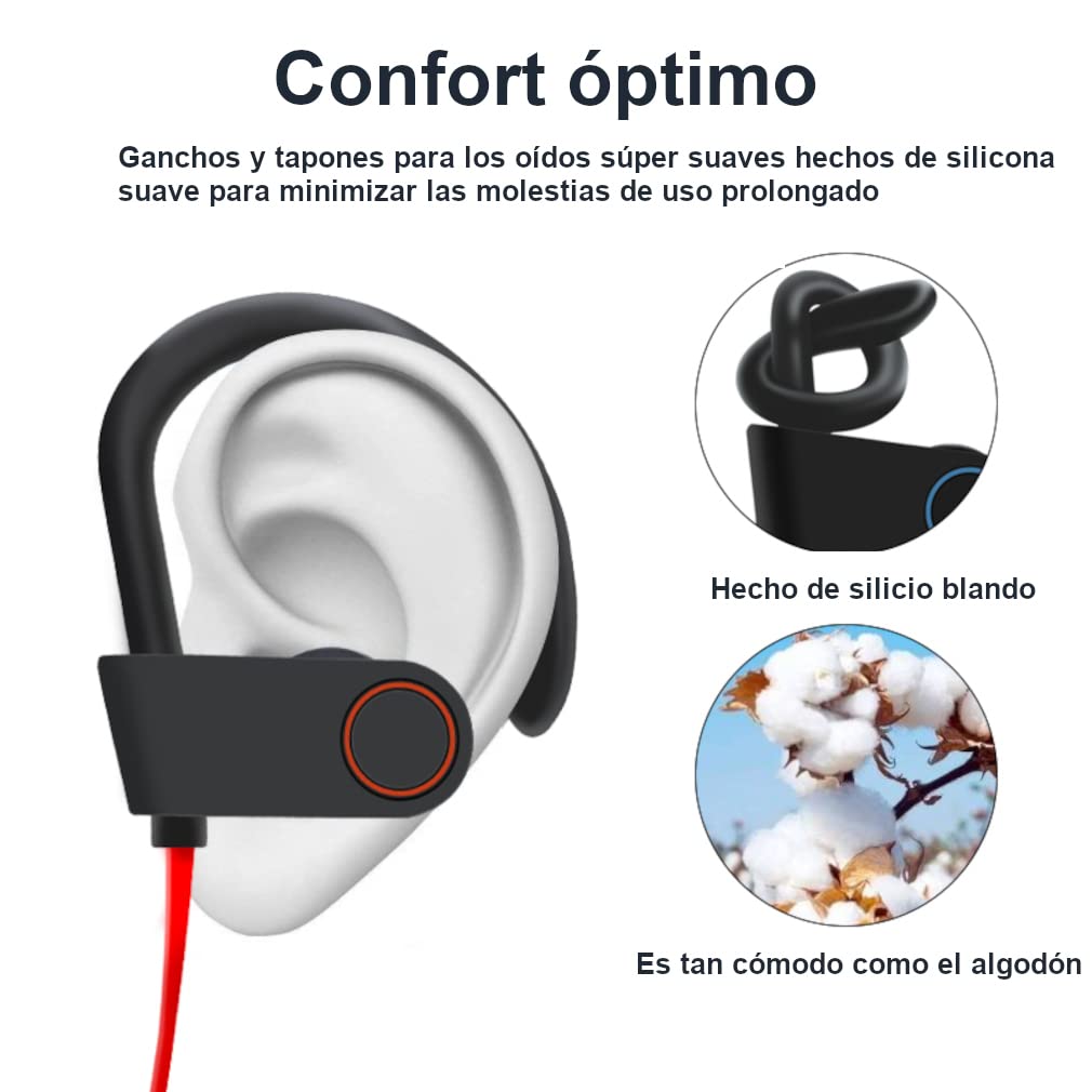 Audifonos Inalámbricos JSHIB. Bluetooth 5.0. Deportivos, Impermeables IPX7, con Micrófono, con Cancelación de ruido, con Estéreo para Ciclismo, Escalada, Yoga, Gimnasio etc