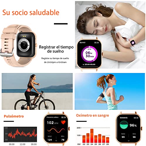 Smartwatch Reloj Inteligente Mujer RUBOQE.Llamadas Bluetooth, Rastreador de Actividad Impermeable IP67.