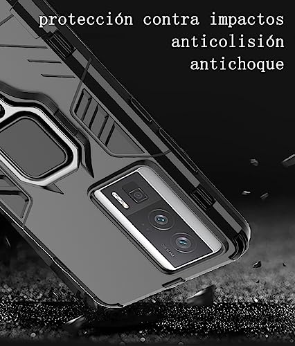 Funda  Xiaomi Poco F5 Pro Case y Redmi K60 Pro Case Uso Rudo, con 2 Unidades Mica Protector de Pantalla de Vidrio Templado, para Xiaomi Poco F5 Pro Funda (Negro)