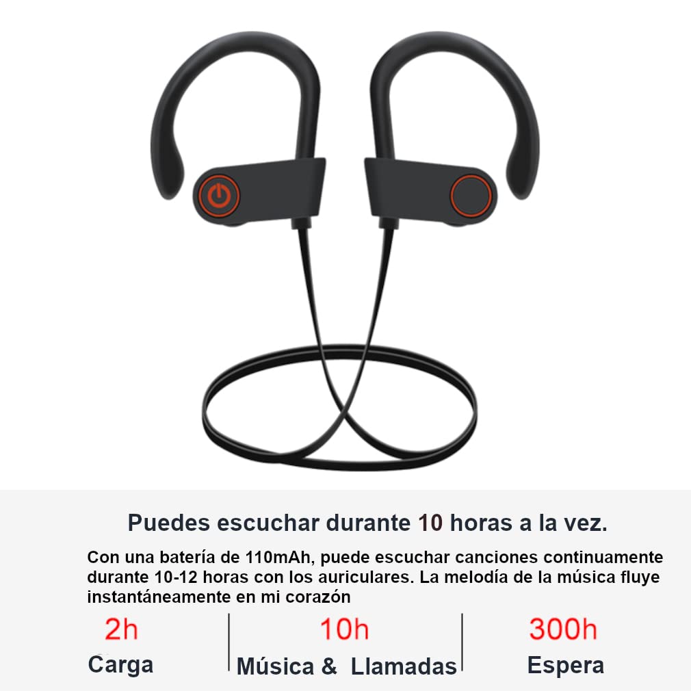 Audifonos Inalámbricos JSHIB. Bluetooth 5.0. Deportivos, Impermeables IPX7, con Micrófono, con Cancelación de ruido, con Estéreo para Ciclismo, Escalada, Yoga, Gimnasio etc