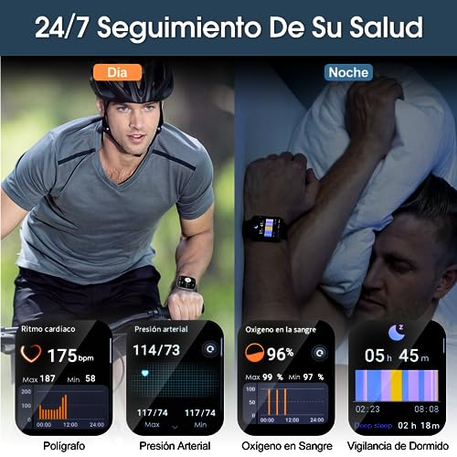 Reloj Inteligente Lostrain Hombre y Mujer, Smartwatch Deportivo 1.96" HD Pantalla táctil con Llamada.