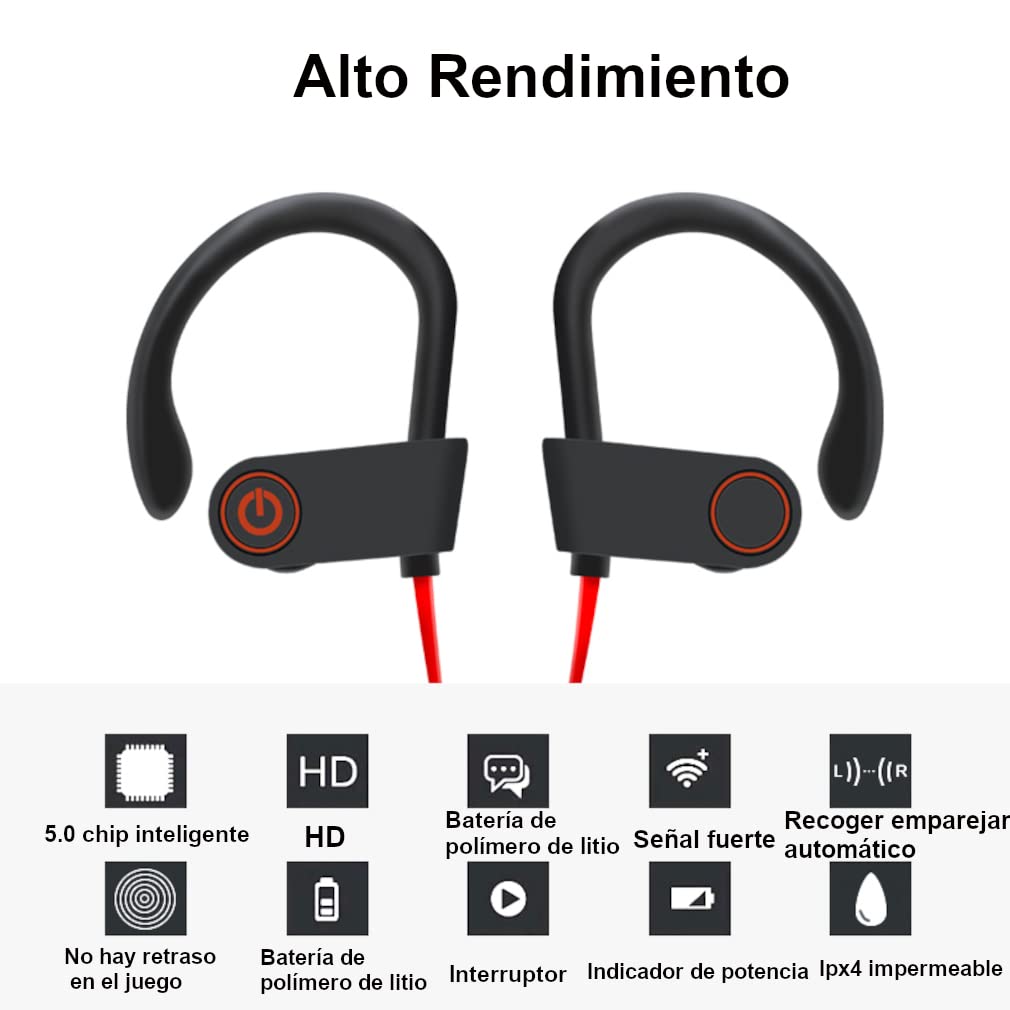 Audifonos Inalámbricos JSHIB. Bluetooth 5.0. Deportivos, Impermeables IPX7, con Micrófono, con Cancelación de ruido, con Estéreo para Ciclismo, Escalada, Yoga, Gimnasio etc