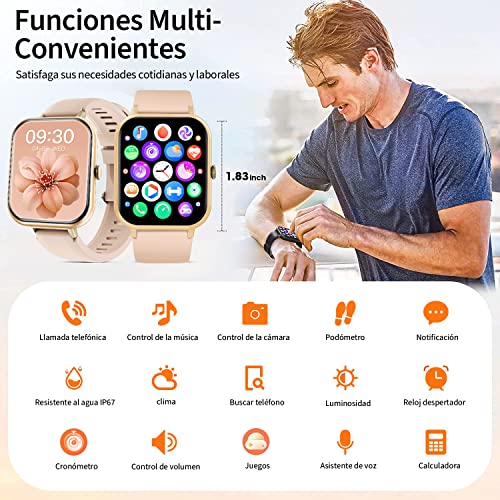 Smartwatch Reloj Inteligente Mujer RUBOQE.Llamadas Bluetooth, Rastreador de Actividad Impermeable IP67.