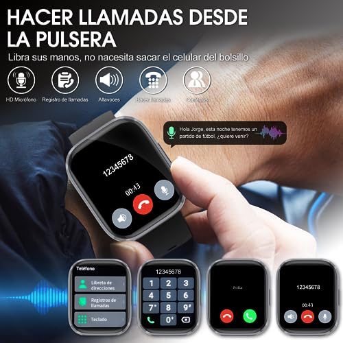 Reloj Inteligente Lostrain Hombre y Mujer, Smartwatch Deportivo 1.96" HD Pantalla táctil con Llamada.