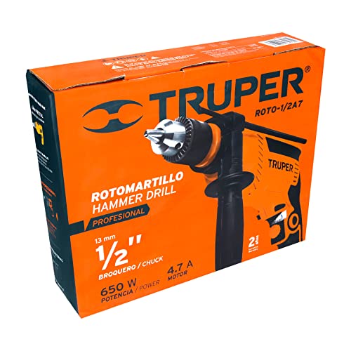 Taladro Truper ROTO-1/2A7, Rotomartillo 1/2" 650 W profesional