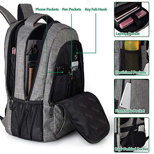 Mochila para portátil de viaje, mochila para portátil de negocios, antirrobo, mochila para portátil delgada y duradera con puerto de carga USB, mochila escolar para portátiles de 15,6 pulgadas