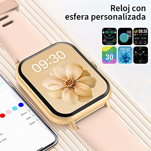 Smartwatch Reloj Inteligente Mujer RUBOQE.Llamadas Bluetooth, Rastreador de Actividad Impermeable IP67.