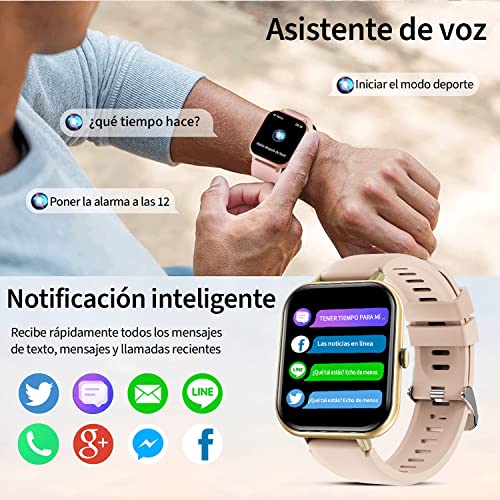 Smartwatch Reloj Inteligente Mujer RUBOQE.Llamadas Bluetooth, Rastreador de Actividad Impermeable IP67.