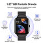 Smartwatch 1.83" Pantalla Grande, Reloj Inteligente Llamada Bluetooth, Impermeable IPX67, Monitor De Frecuencia Cardíaca/Oxígeno en Sangre/Presión Arterial, Micrófono Incorporado (Negro)