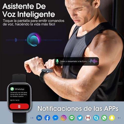 Reloj Inteligente Lostrain Hombre y Mujer, Smartwatch Deportivo 1.96" HD Pantalla táctil con Llamada.