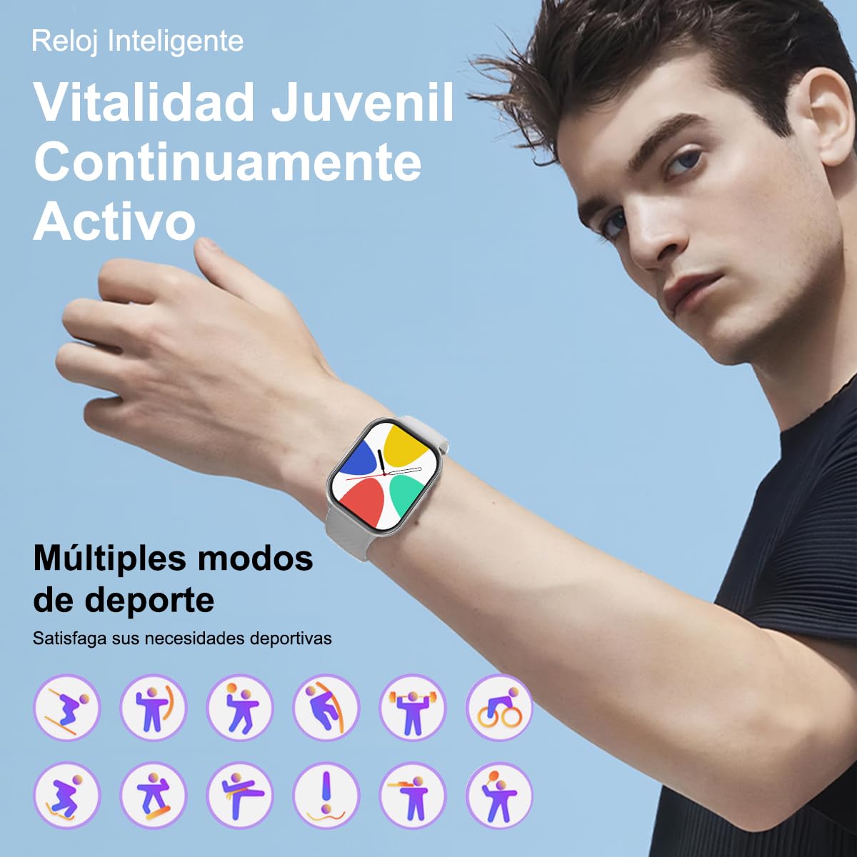 Smartwatch 2.01 pulgadas, Pantalla Grande, Reloj Inteligente Llamada Bluetooth,  Monitor De Frecuencia Cardíaca/Oxígeno.