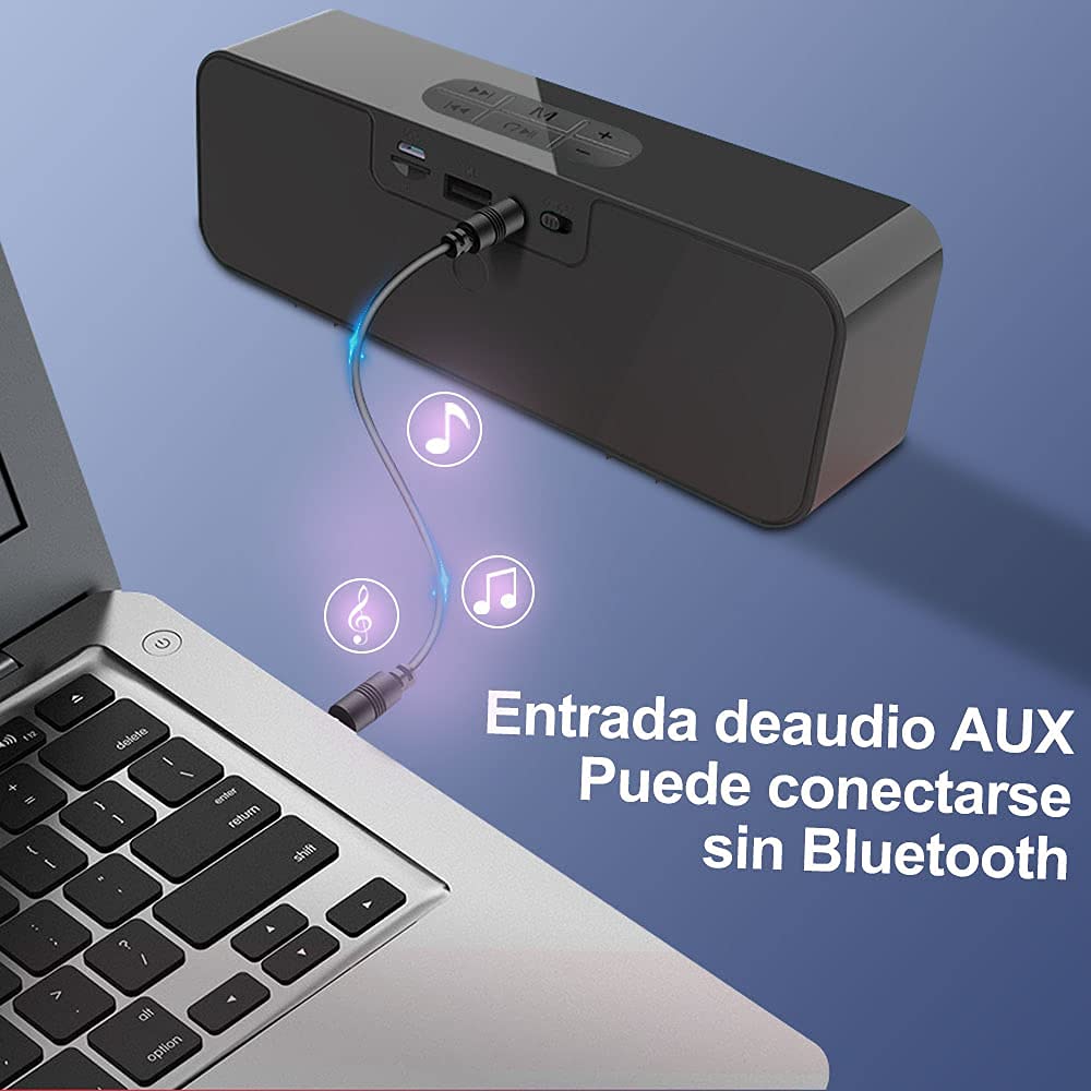 Bocina Bluetooth Portátil,Altavoz Inalámbrico Bluetooth，Altavoz Bluetooth Portátil con Sonido Estéreo HD,Alcance de 10 m de Bluetooth,Bajo Rico,Sonido HIFI,3.5mm AUX/TF/USB,ideal para viajar,Compatible con iPhone, iPad, Android, Tablet