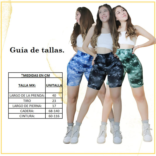 GENERIC Short Dama Paquete de 2 Pantalones Cortos de Ciclista para Mujer Short Cintura Alta, Levantamiento de glúteos Bermuda Shorts (Negro/Azul D044)