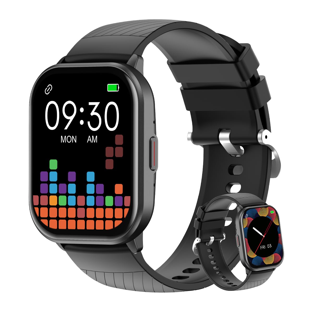 Smartwatch 2.01" EASYTAO. Pantalla Grande, Reloj Inteligente Llamada Bluetooth, Impermeable IPX67, Monitor De Frecuencia Cardíaca/Oxígeno en Sangre/Presión Arterial, Micrófono Incorporado(Negro)