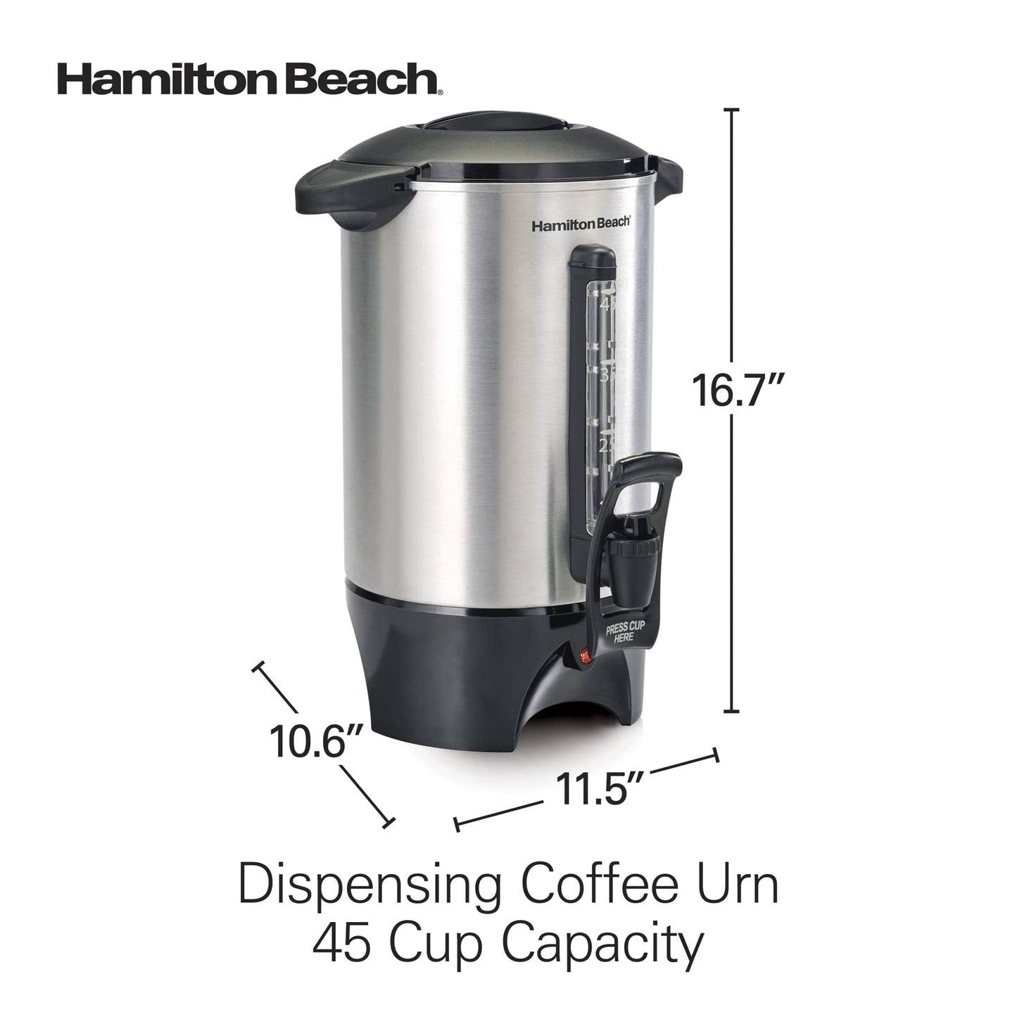 Hamilton Beach 40519 - Urna de café (45 tazas, acero inoxidable)