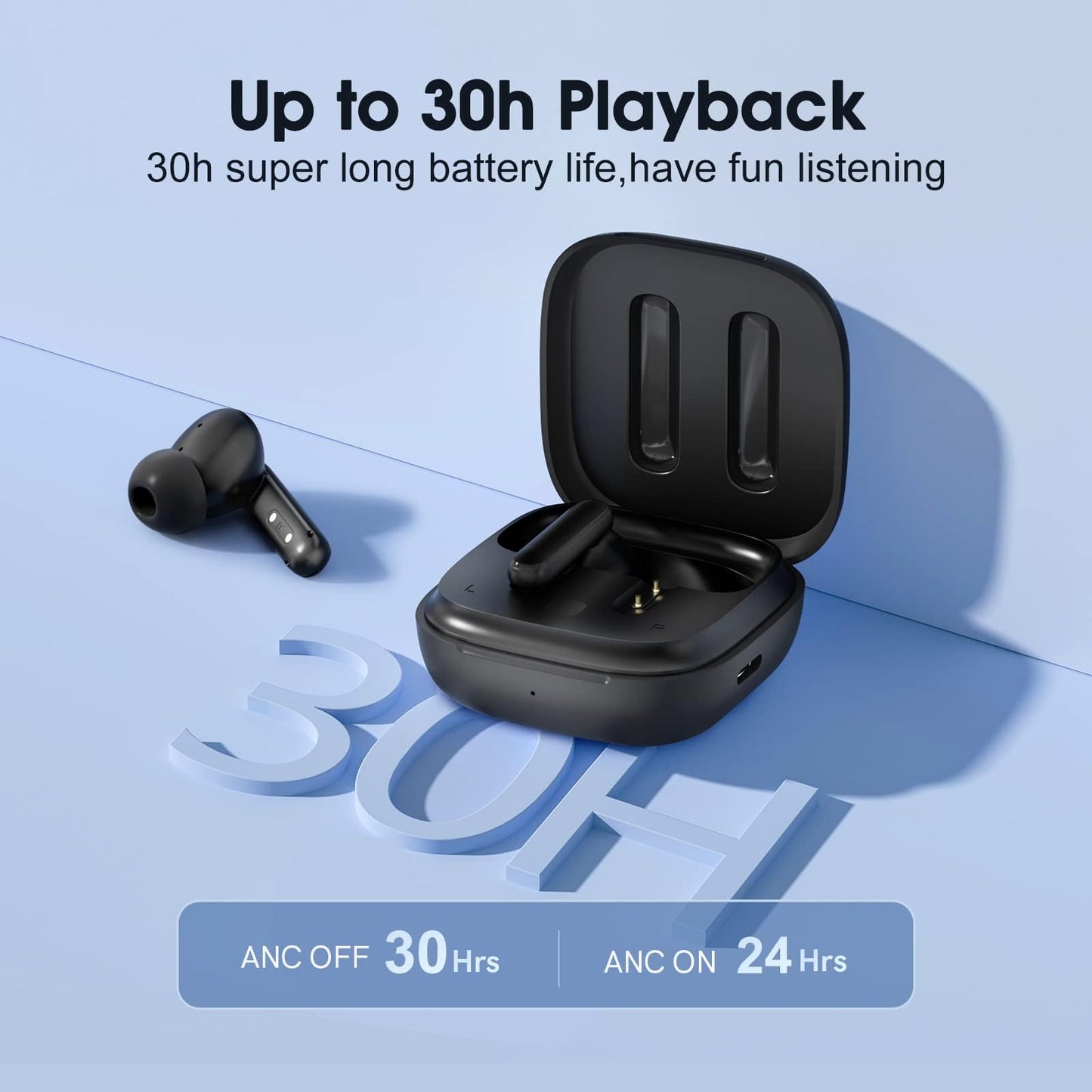 Audífonos Inalámbricos, Cancelación de Ruido Activa QCY T13 ANC.  Bluetooth 5.3 con 4 Micrófonos, 30 Horas de Reproducción.