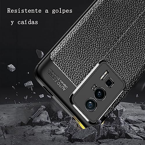 Funda para Mi Xiaomi Poco F5 Pro Case Carcasa Uso Rudo Protector de Cámara Duradero Suave Similar Cuero Protector Cover (Negro)