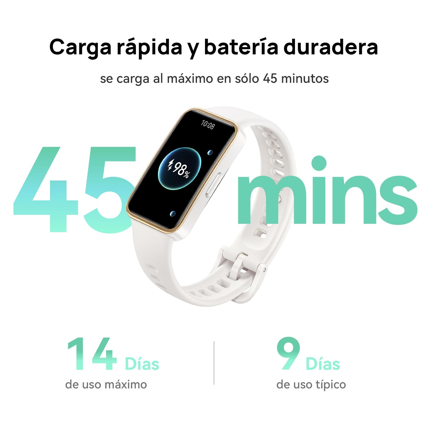 HUAWEI Band 9, Monitoreo de salud, Carga rápida, Batería hasta por dos semanas. Blanco.