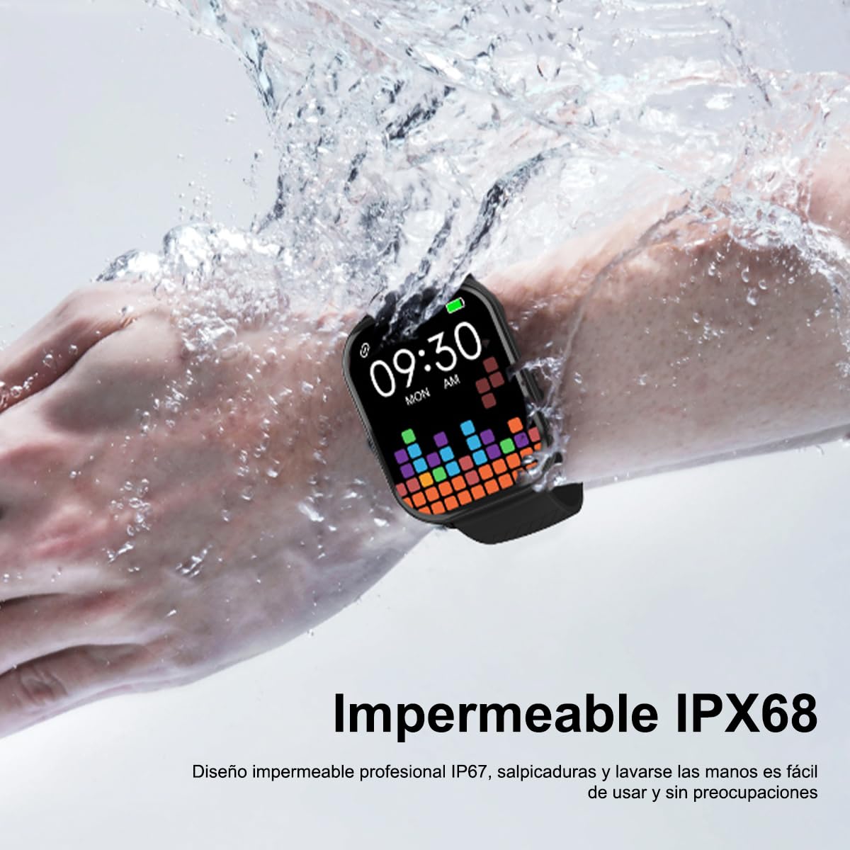 Smartwatch 2.01" EASYTAO. Pantalla Grande, Reloj Inteligente Llamada Bluetooth, Impermeable IPX67, Monitor De Frecuencia Cardíaca/Oxígeno en Sangre/Presión Arterial, Micrófono Incorporado(Negro)