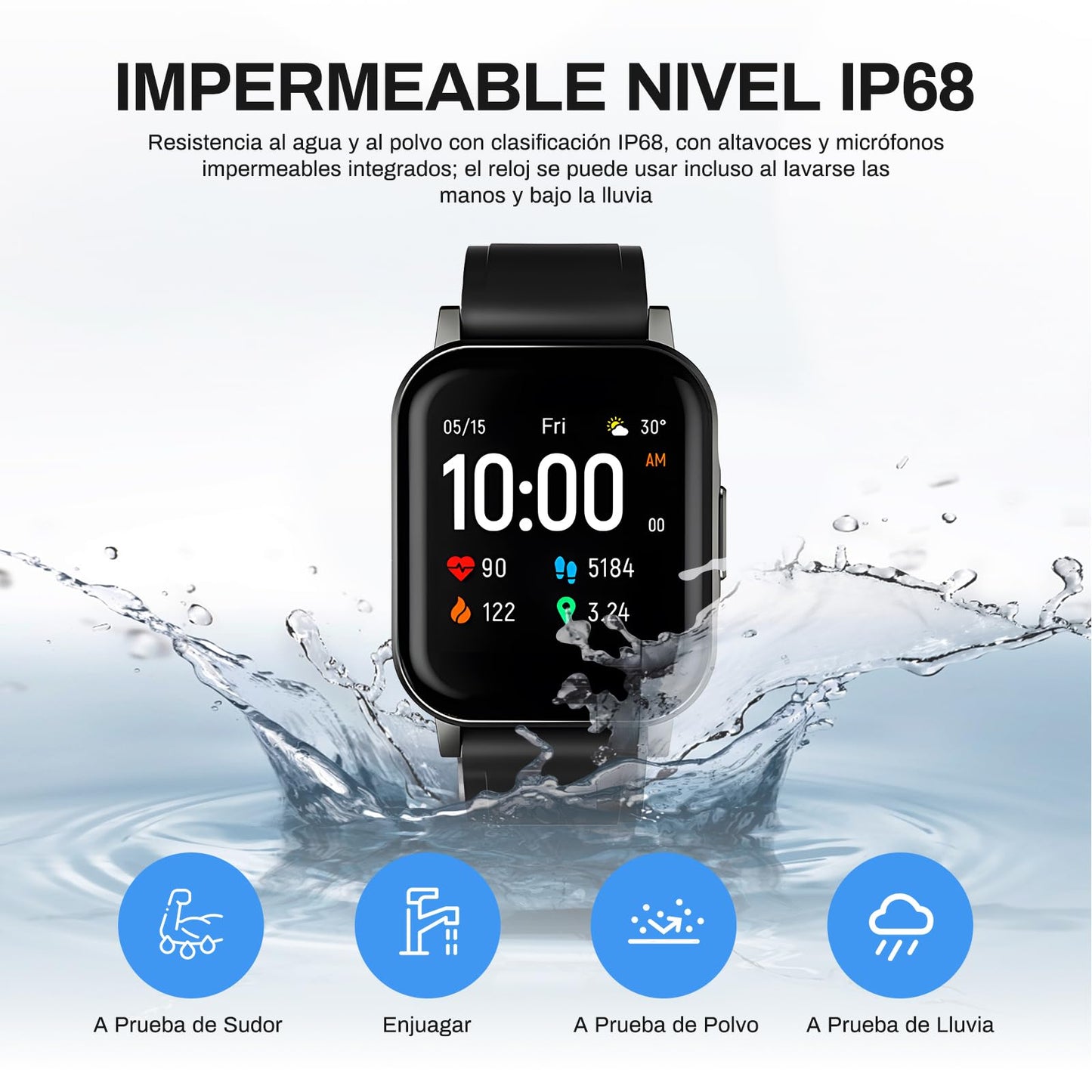 Smartwatch Deportivo con Llamadas Bluetooth, Pantalla HD de 1.4” e IP68 – Compatible con Android y iOS