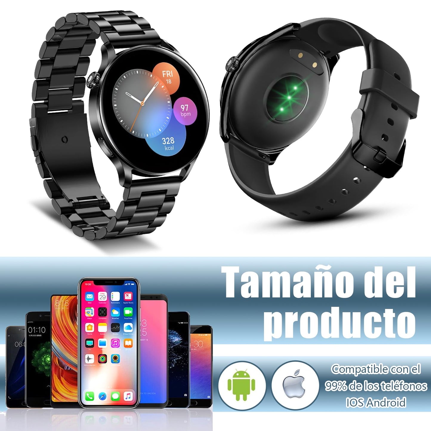 Smartwatch Deportivo con Bluetooth, Pantalla Táctil de 1.28” e IP67 – Monitor de Salud y Múltiples Modos Deportivos