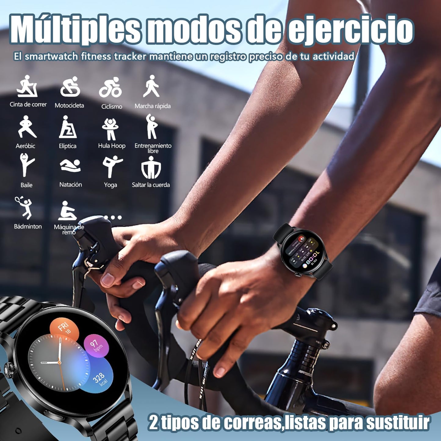 Smartwatch Deportivo con Bluetooth, Pantalla Táctil de 1.28” e IP67 – Monitor de Salud y Múltiples Modos Deportivos