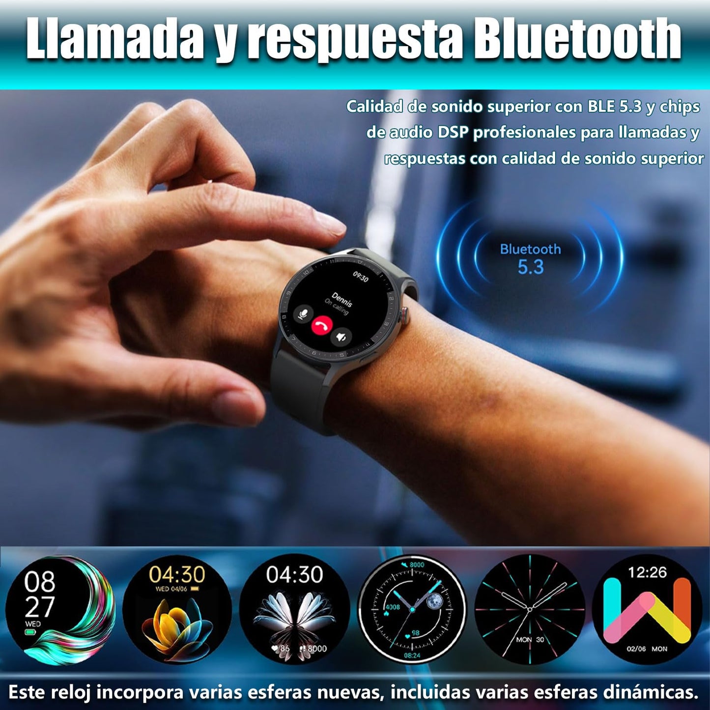 Smartwatch Deportivo 1.36” – Impermeable, Monitor de Salud, GPS y Múltiples Modos Deportivos