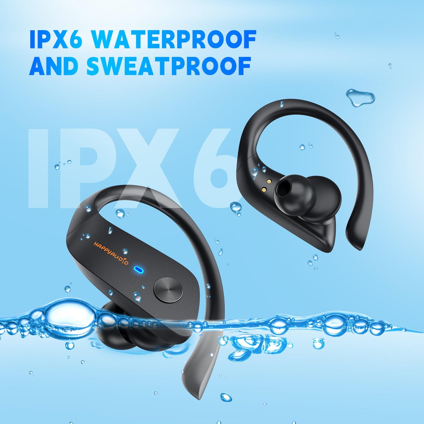 Audífonos Inalámbricos Deportivos HAPPYAUDIO TWS, Bluetooth 5.3, IPX6, con Cancelación de Ruido ENC.