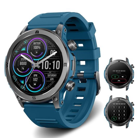 Smartwatch 1.43" FreshFun AMOLED con Llamada Bluetooth, Reloj Inteligente Hombre Impermeable IP67, Monitor de Frecuencia Cardíaca/Oxígeno en Sangre/Sueño, 100+ Modos Deportivos para Android/iOS