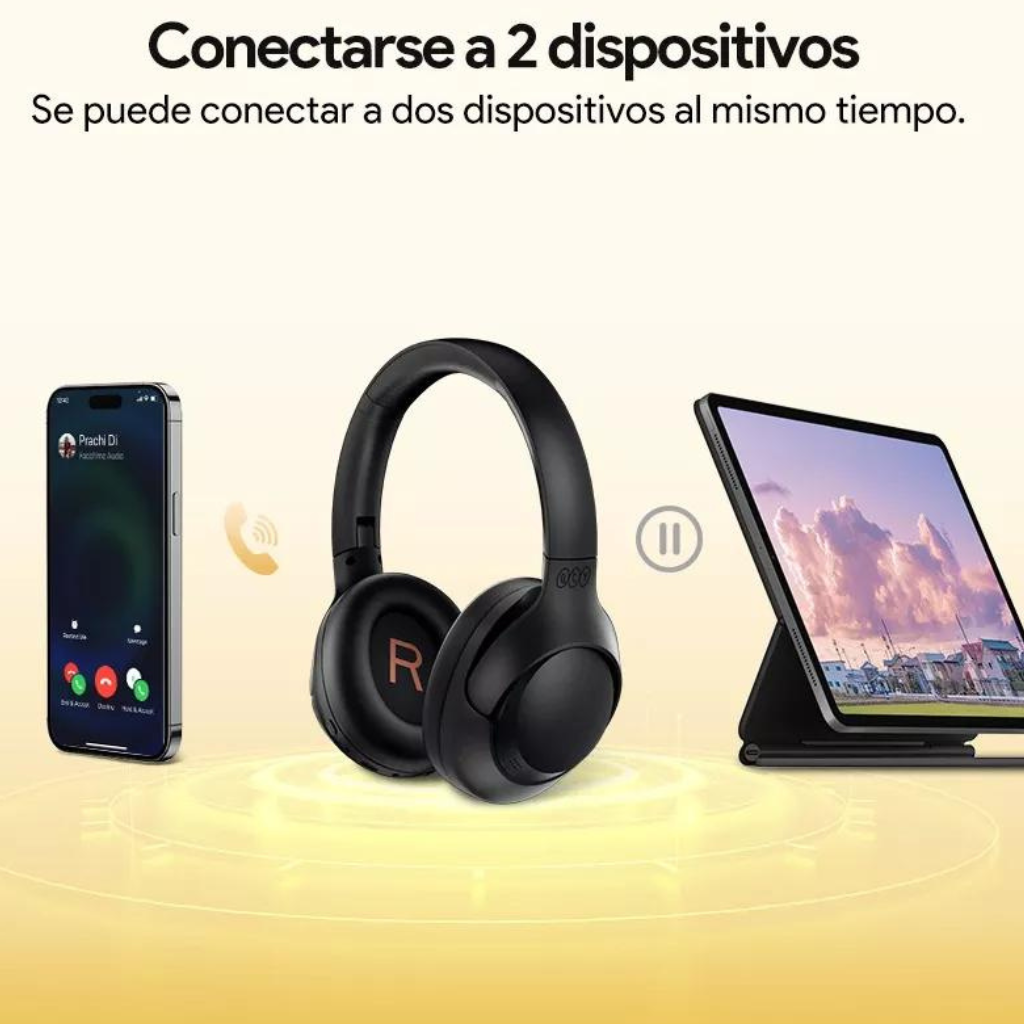 Audífonos Inalámbricos Bluetooth 5.4 QCY H3 , Cancelación Activa de Ruido, Hi-Res Audio, Diadema Plegables Auriculares Over Ear, 60 Horas