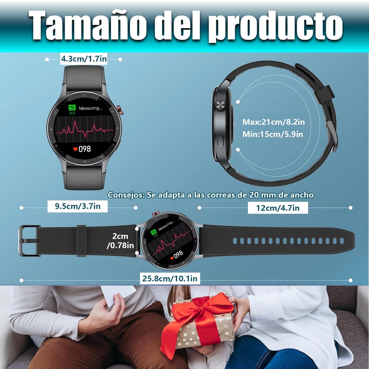 Smartwatch Deportivo 1.36” – Impermeable, Monitor de Salud, GPS y Múltiples Modos Deportivos